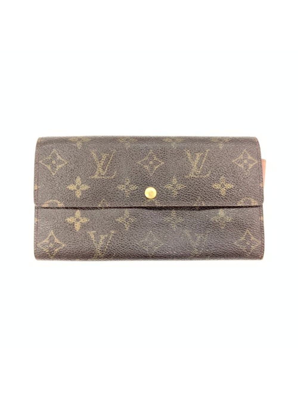 Louis Vuitton Monogram Pochette Porte Monnaie Credit Bifold Wallet Brown Coin
